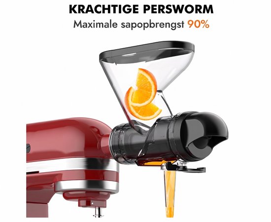Slow Juicer Accessoire voor KitchenAid - Sapcentrifuge Opzetstuk - Voor Groenten en Fruit - Inclusief Sapbeker en Reinigingsborstel — afbeelding 4