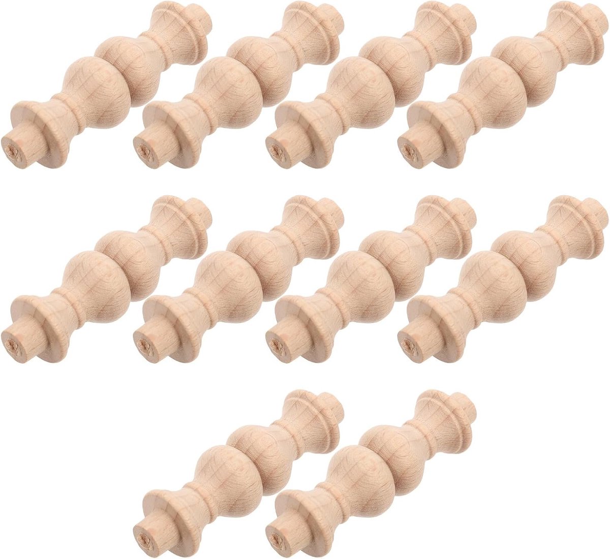 Houten Balusters - Decoratieve Palen - Meubel Decoratie - Massief Hout - 10 Stuks - Onbeha