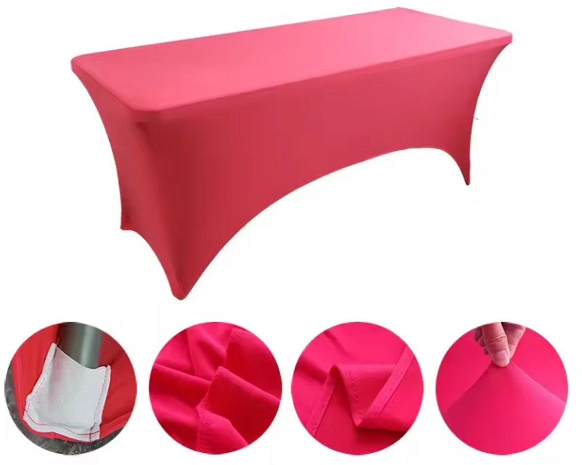 Go Go Gadget - Tafelrok - Tafelhoes - Geschikt voor tafel van 183x76 cm - Stretch - Licht Roze - 1 stuk