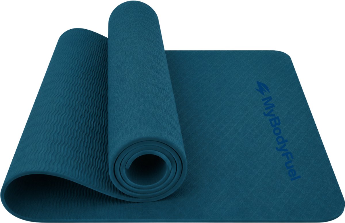 MyBodyFuel Yoga Mat - 6 mm - 183x63 cm - Blauw - Duurzaam TPE - Anti-Slip Fitnessmat