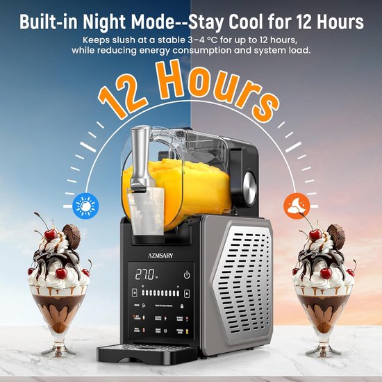 Slush Machine 2,5 Liter - Ijsmachine en Slushie Maker voor Thuis - Frozen Drink Maker met LED Display, 6 Programma’s en Automatische Reiniging - Voor Slush, IJs, Frappés en Milkshakes — afbeelding 4
