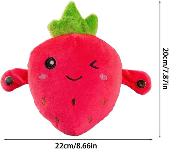 Muziek Pluche Speelgoed - Aardbei Kussen - Zintuiglijk Spel - Interactieve Melodie - 22.9 x 22.4 cm - Rood — afbeelding 5