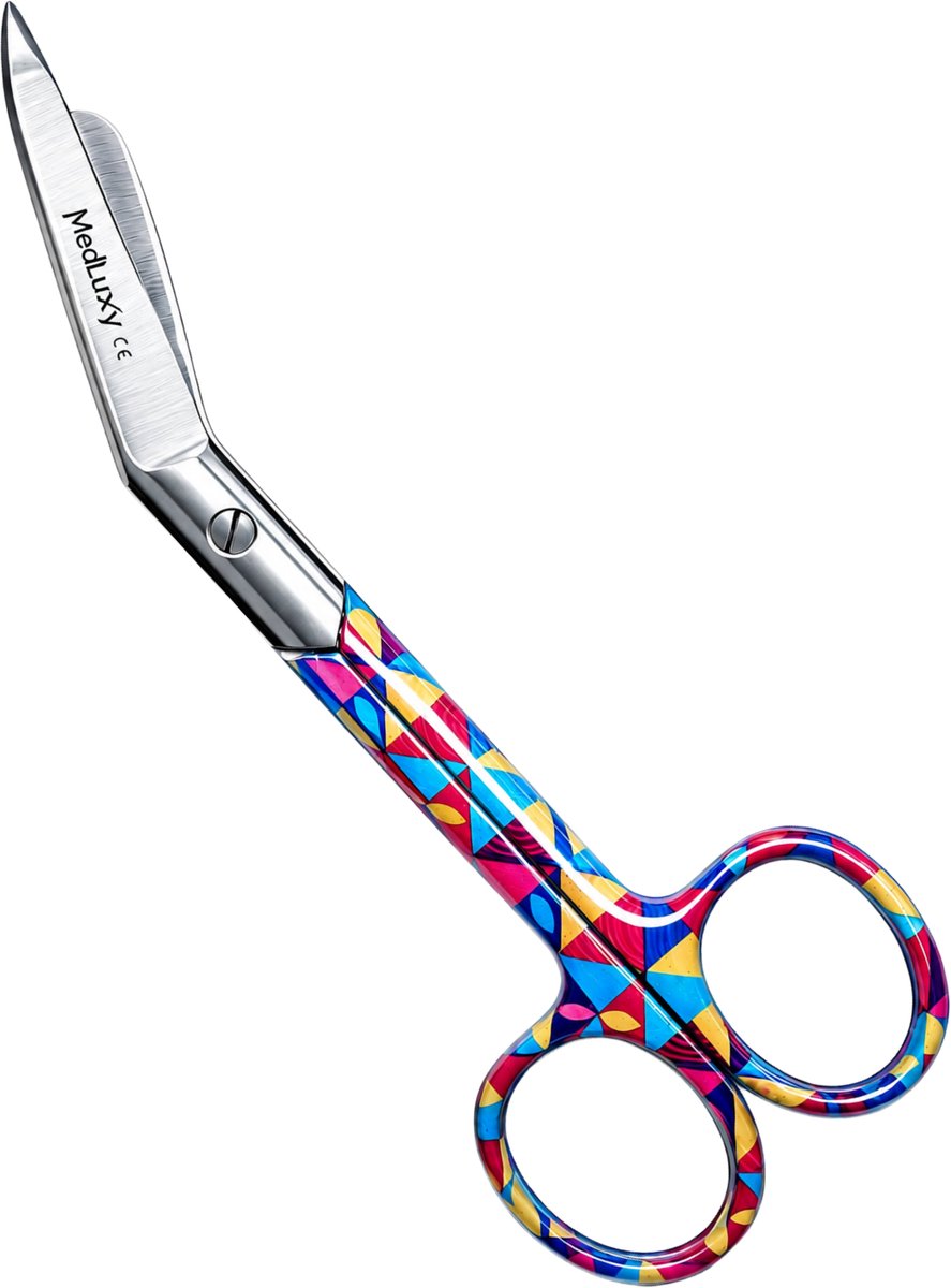 MEDLUXY - Verbandschaar Lister 14 cm - RVS Medische Schaar - Afgeronde Veiligheidspunt - Gehoekte Schaarbladen - Autoclaveerbaar - Verpleegkundige Schaar - EHBO Schaar - Voor Verband, Pleisters, Pedicure en Zorg