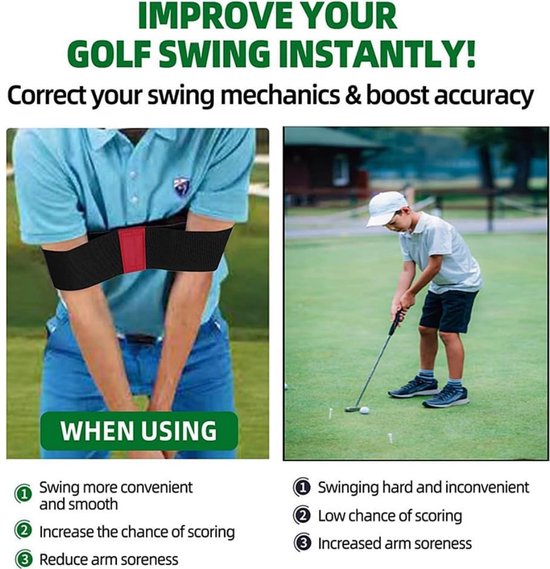 Set van 2 armbanden voor golfswingcorrectie / trainingshulpmiddelen - Draagbare correctiebanden voor beginners - Optimaliseert de swingmechaniek - Duurzaam en toch licht van gewicht - Geschikt voor training binnen en buiten - Unisex — afbeelding 3