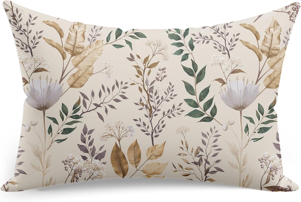 Famanu Kussensloop 80 x 80 cm van 100% katoen met rits en bloemmotief, gecertificeerd voor veilig gebruik, biedt comfort en stijl voor uw slaapkamer en is eenvoudig te onderhouden Neutraal