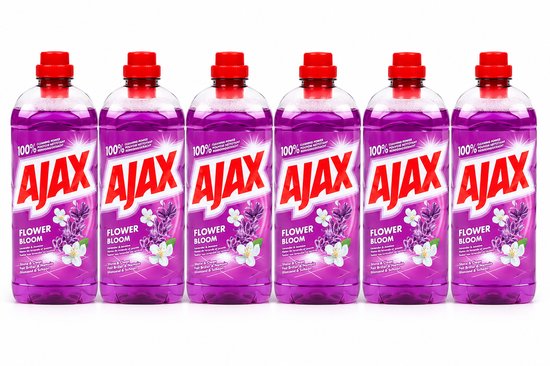 AJAX Flower Bloom Nettoyant multi-surfaces – 2000 ml – Nettoyant puissant pour sols et surfaces – Parfum floral frais x 6 bouteilles
