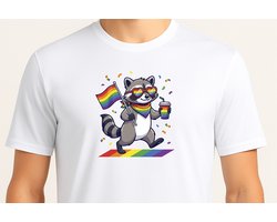 Trots Wasbeer Regenboog Design - T Shirt - cute - kawaii - Gift - Cadeau - schattig - schattigdesign - liefdesign - pastelkunst - Funny - Pride - LGBTQ