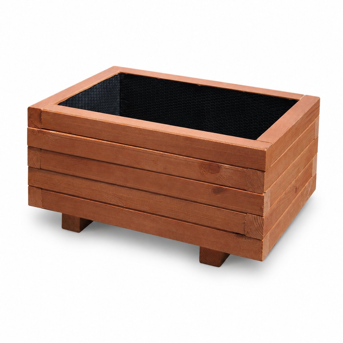 Plant&Bak Tuinbak Vurenhout L60 × B40 × H30 cm – Houten Plantenbak voor Buiten – Langwerpige Bloembak met Waterdichte Binnenbekleding – Notenbruin