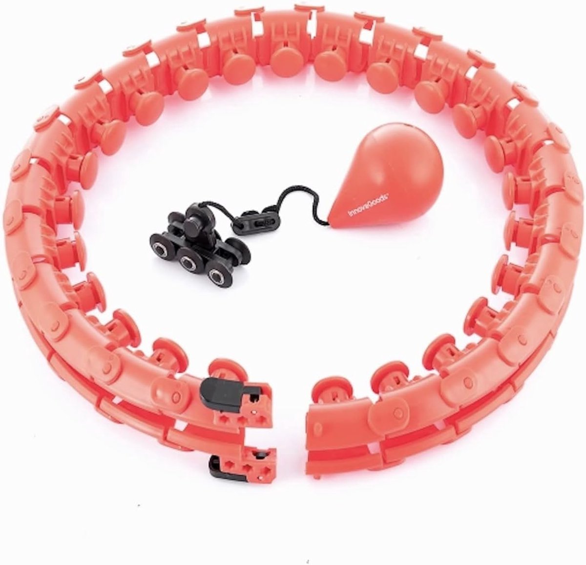 Smart Hula Hoop - Fitness Ring - Buikspieren Trainen - Verstelbaar 24 Knoop - Verstelbaar - Rood