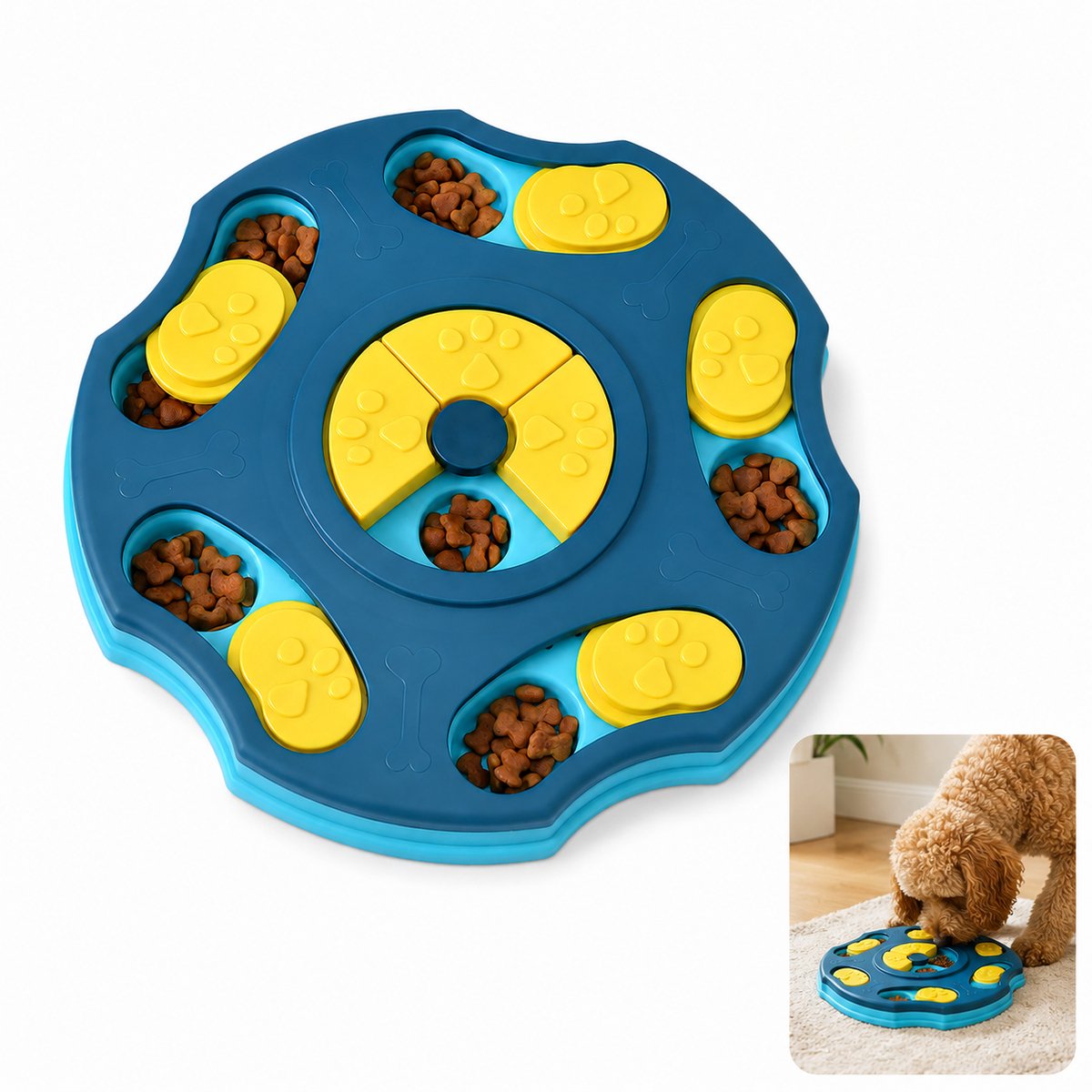 Interactieve Hondenpuzzel - Vijfhoekige Voerpuzzel - 24 cm - Blauw