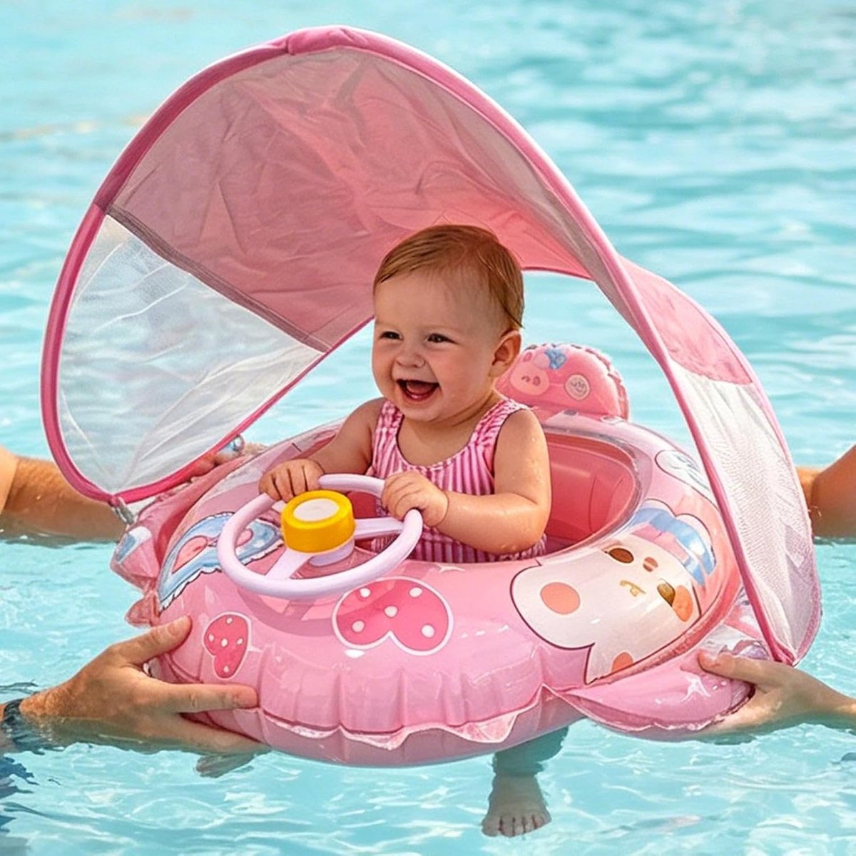 LISM-Kinderzwembanden met zonbescherming en anti-kantelfunctie, Geschikt voor kinderen van 2-6 jaar, Geschikt voor spelen in het zwembad, op het strand en Geschikt voor waterspelletjes op zomerkamp.