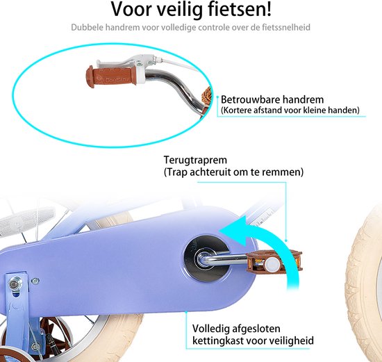 Joystar Fantasy Kinderfiets voor Meisjes - 14 Inch - Mand - Zijwieltjes - Bel - Handrem - Paars - Geschikt voor buitenactiviteiten in de lente van JOYSTAR — afbeelding 3