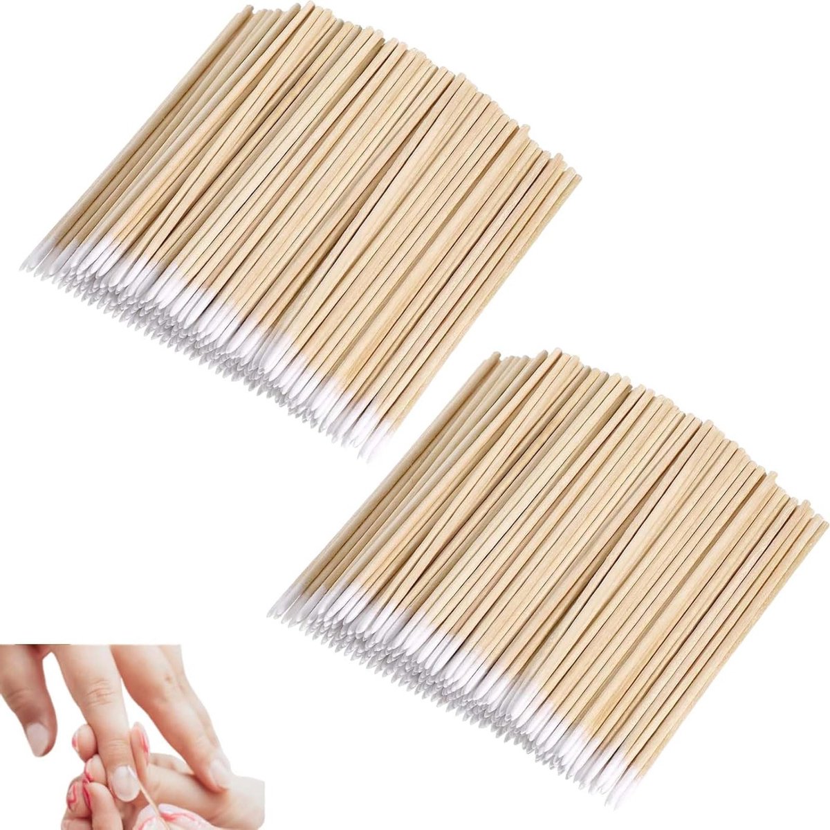 600 Stuks Puntige Wattenstaafjes - Nauwkeurige Wattenstaafjes met Houten Stokken, Perfect voor Schoonmaken, Schoonheidsbehandelingen en Creatieve Projecten