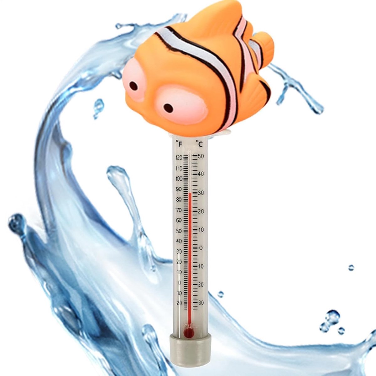 Zwembad Thermometer - Bad Temperatuurmeter - Zwembad Bewaken - Drijvend Dierendesign - 24 cm - Clownvis