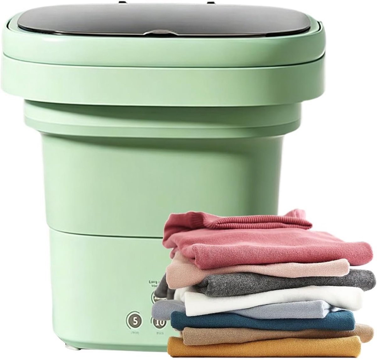 Mini wasmachine Draagbare wasautomaat Kleding reinigen Opvouwbaar ontwerp 6 liter Groen