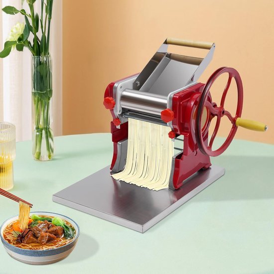 Pastamachine Handmatig - Deegmaker - Verse Pasta Maken - Roestvrij Staal - 16cm Breed - Rood — afbeelding 2