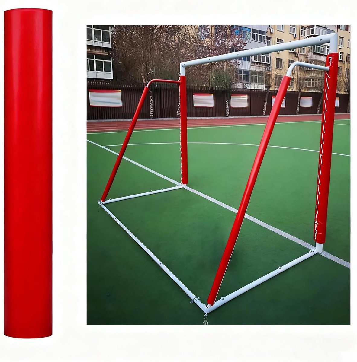 Paalkussens - Randbescherming - Veiligheid Verhogend - Verstelbaar Touwbevestiging - 1 m dik - Rood