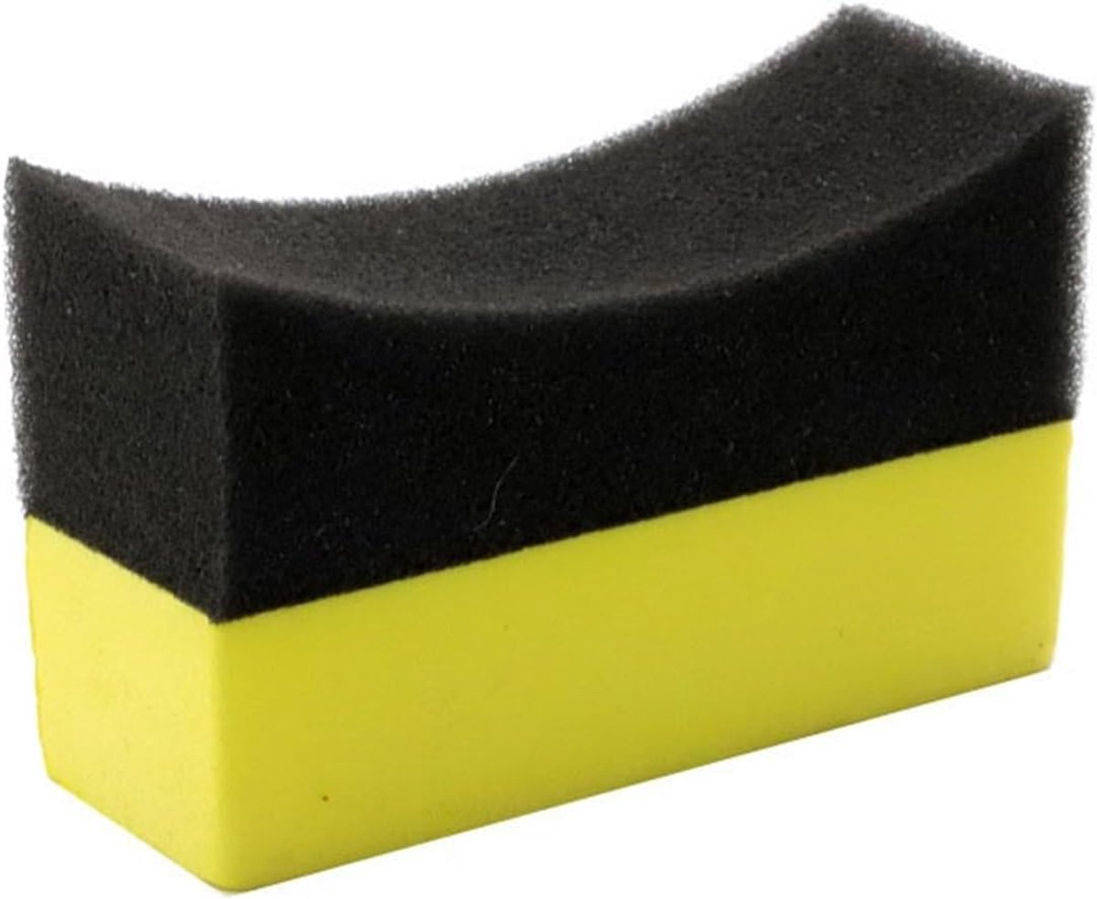 Autoband Spons - Wiel Reiniger - Banden Poetsen - U-vormig Ontwerp - 10x7x4cm - Zwart Geel