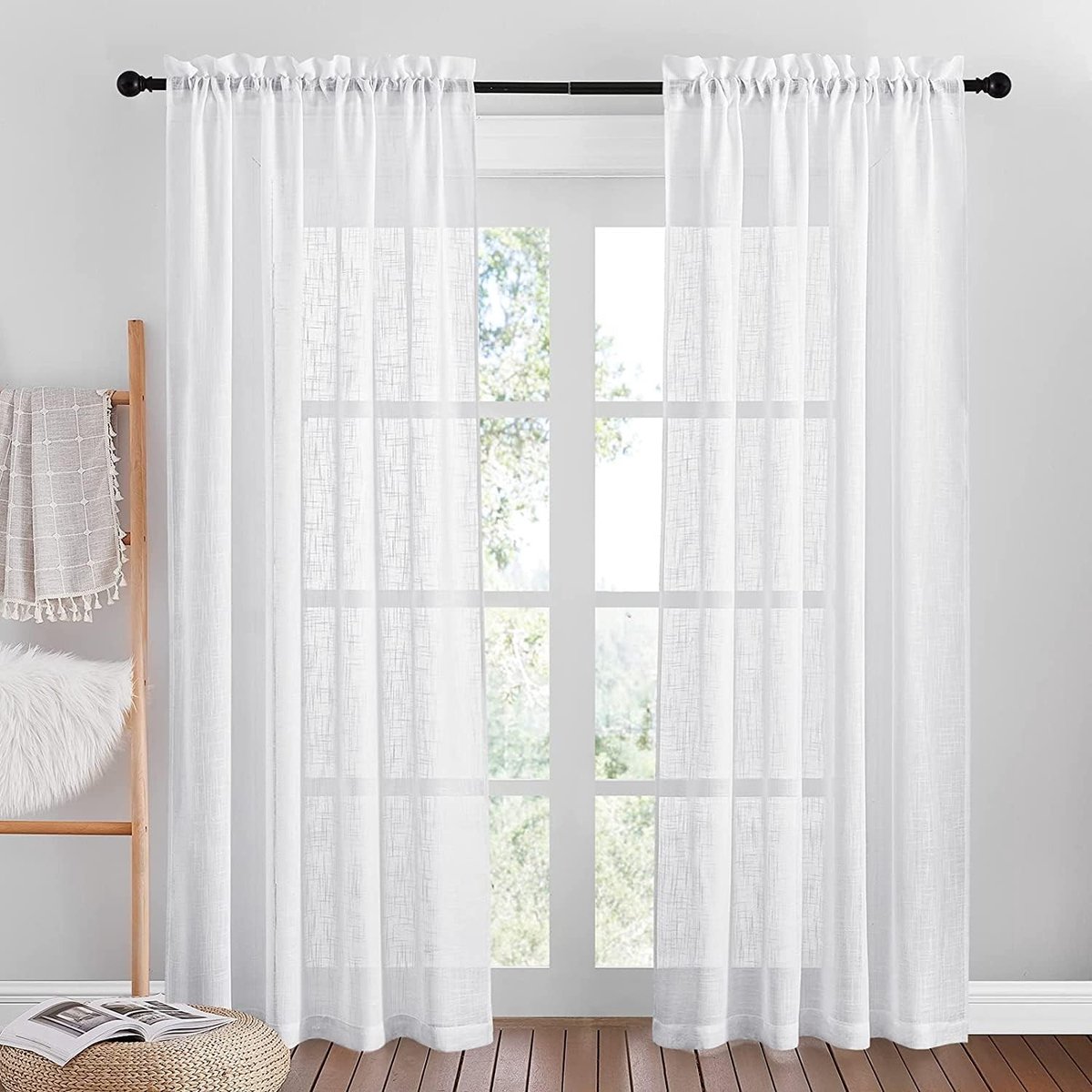 Dailygoods- Voile-gordijnen 2 stuks - Halfdoorzichtig - Privacybescherming - 52 cm breed -
