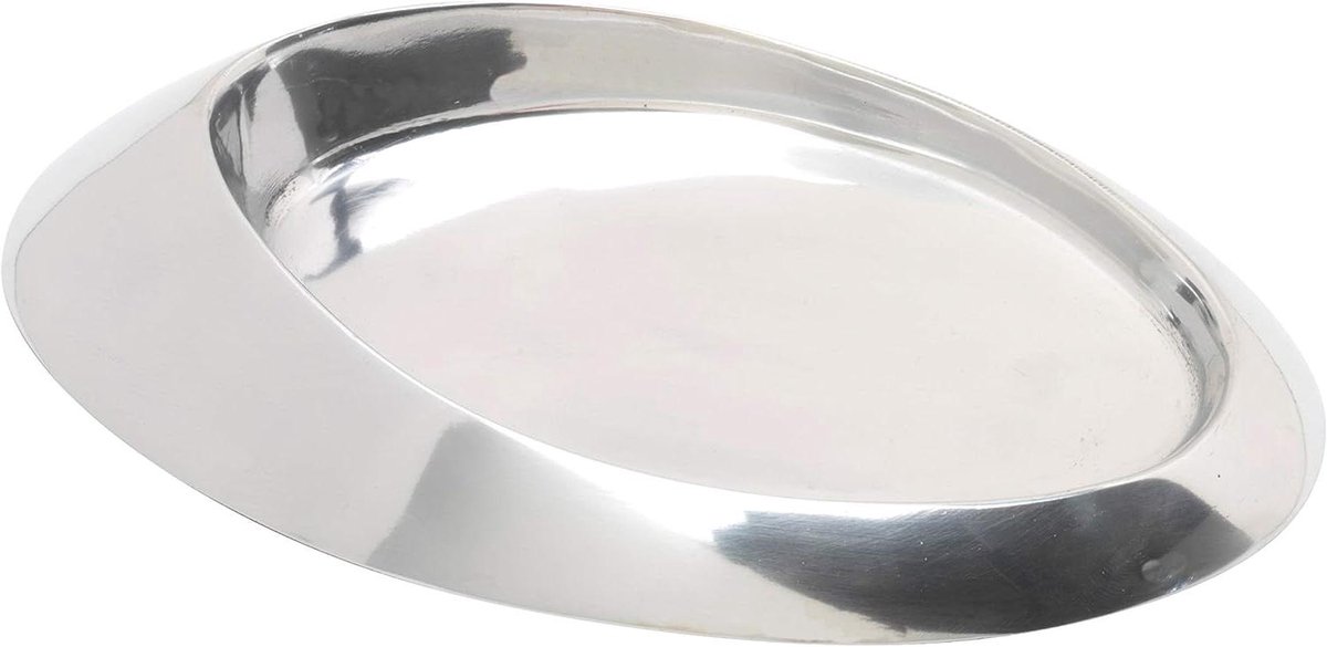 Kandelbord Ovaal - Kaarsenonderzetter - Decoratief Gebruik - Voorkomt Wasvlekken - 13x8 cm - Zilver
