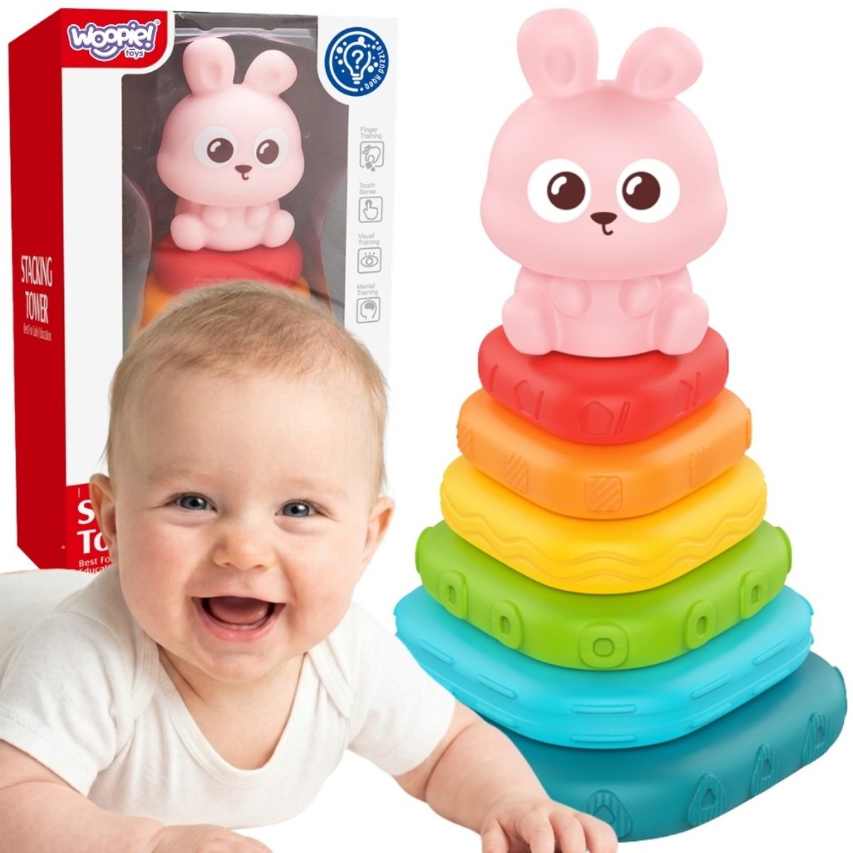 Woopie Baby Sensory Pyramid Bunny Sorter Tower 6m+ - UNI