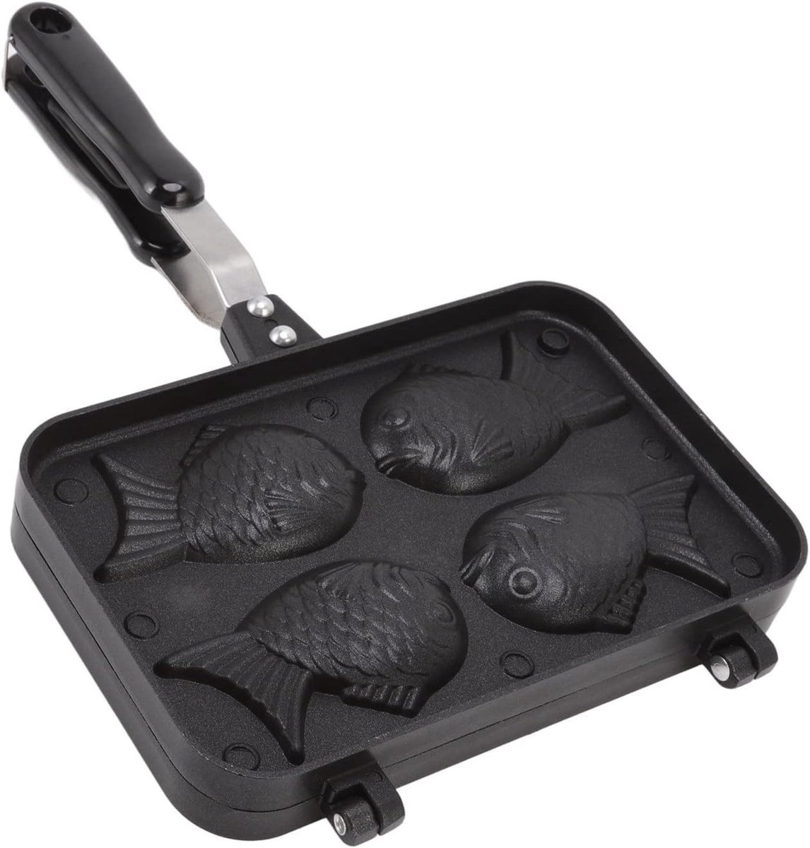 Wafelmaker Pan Cakevorm Desserts Maken 4 Vormen Vis 22.5 x 36.5 cm Zwart