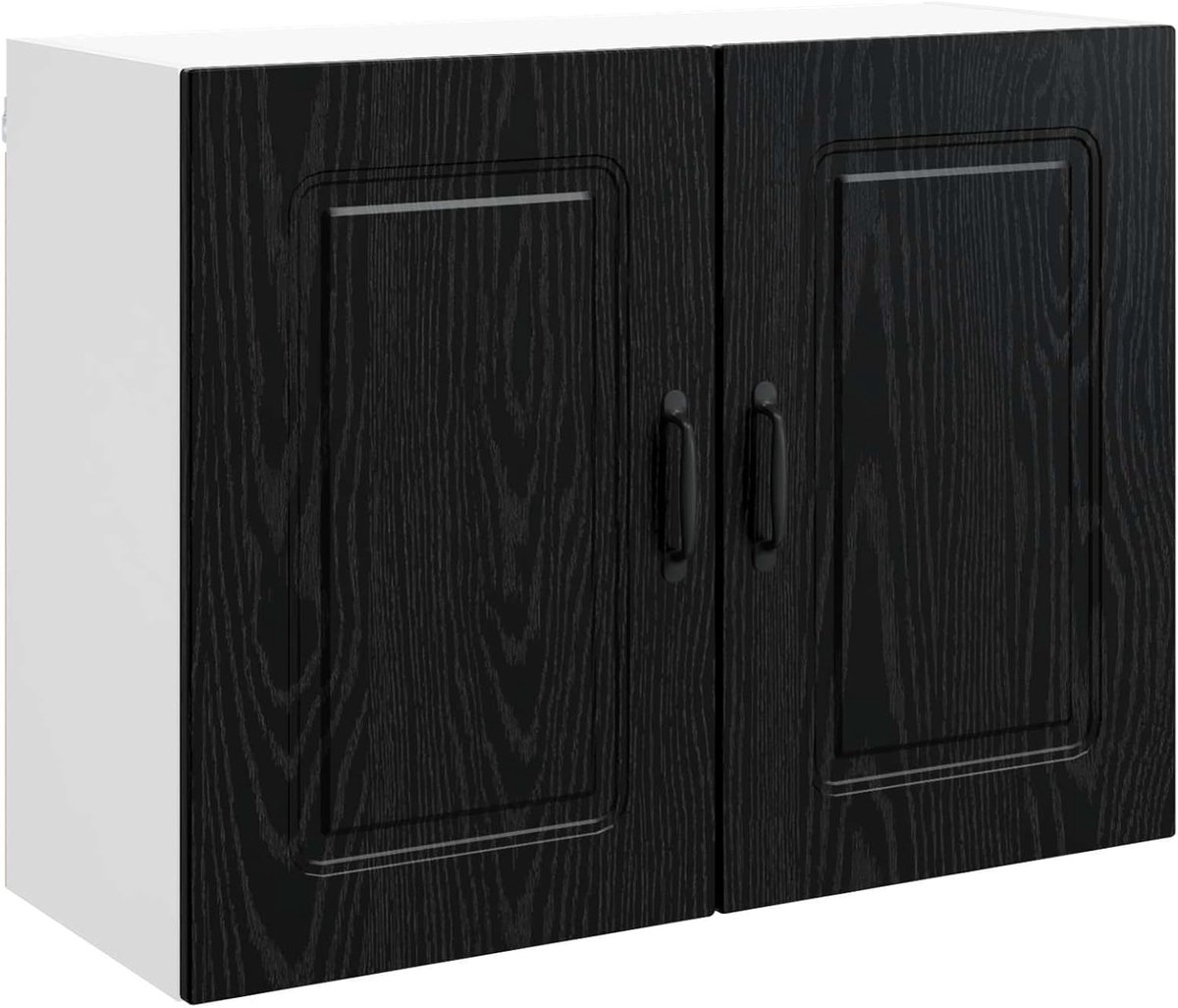 Keukenkast Wandkast - Bovenkast Keuken - Keuken Opbergen - Zwart Eiken Look - 80 x 60 cm - Zwart