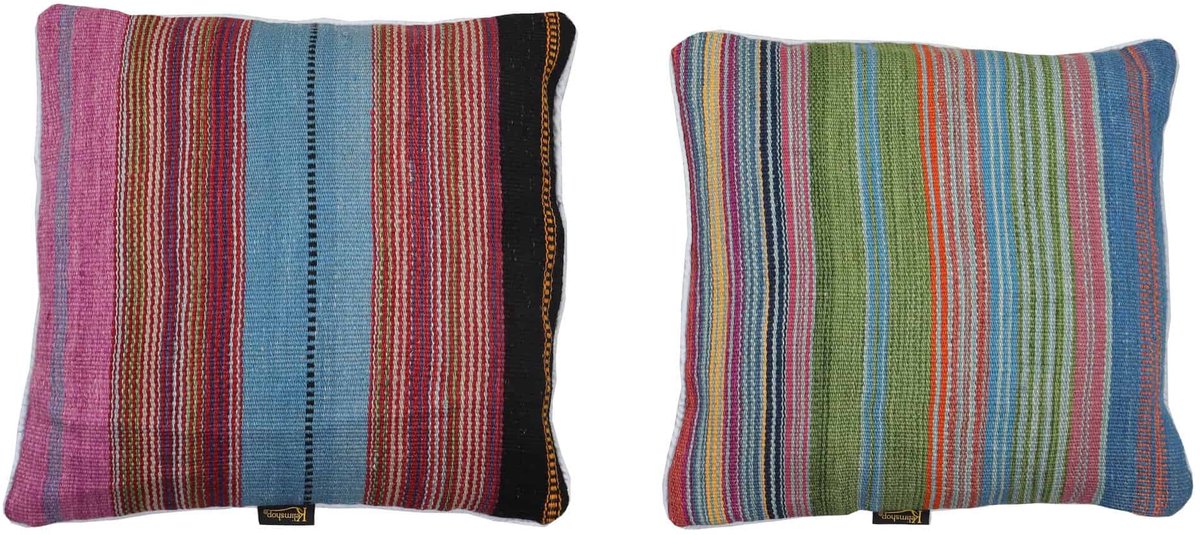 Multicolor Gestreepte Kilim Kussenhoes