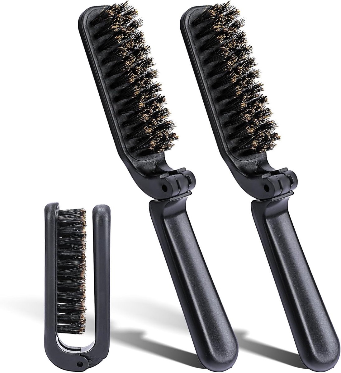 Reis Haarborstel Set met Opvouwbare Borstels, Antistatische Mini Baardborstel en Draagbare Styling Tools voor Mannen en Vrouwen, Ideaal voor Thuis en Op Reis