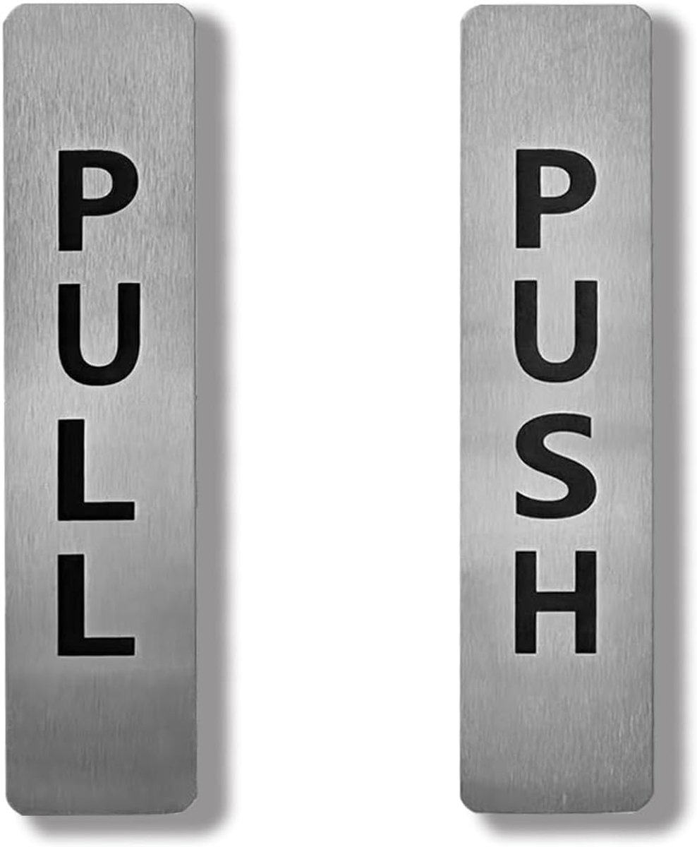 Deur Borden - Push Pull - Toegang Begeleiding - Gestroomlijnd Ontwerp - 180 x 40 mm - Roestvrij Staal