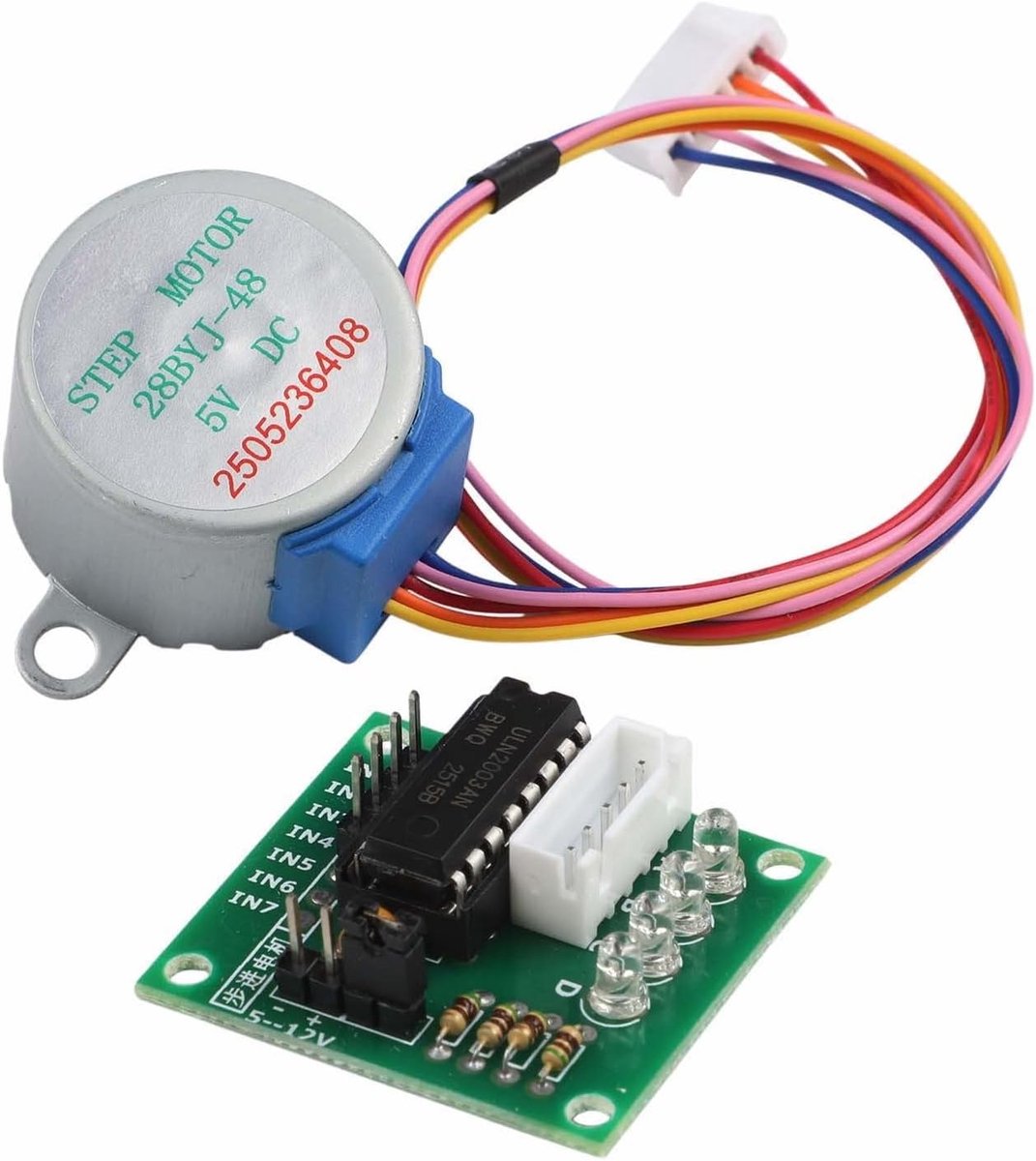 Stappenmotor Met Driver - Motor Controller - Robotica Projecten - Hoge Precisie Controle - 28mm Diameter - Zoals Afgebeeld