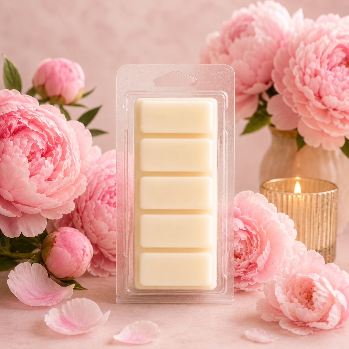 Waxmelts Pioenroos - Snapbar - 55 gram - Sojawas - Handmade - Dierproefvrij - Vegan - Huisparfum - Voor in geurbrander - Waxbrander - Geur in huis - Wax melt - Geurkaars - Parfum