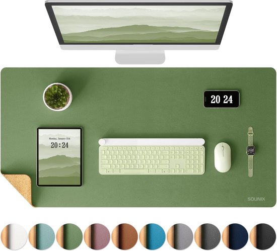 Sounix dubbelzijdige bureaumat – 90×45 cm – groen