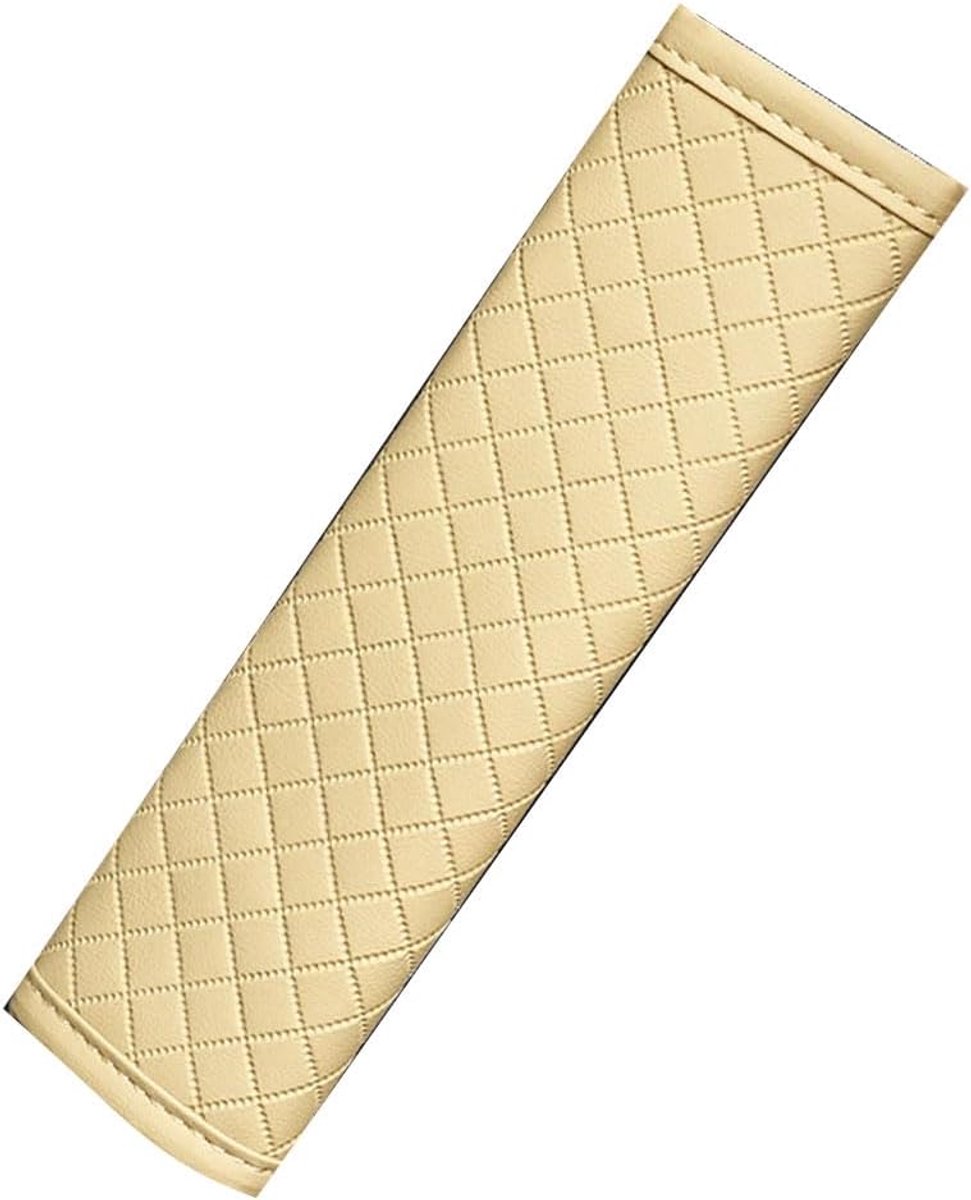 Gordelhoes - Gordelbeschermer Kussen - Comfortabel Rijden - Gewatteerd Ruitpatroon - 1 cm - Beige