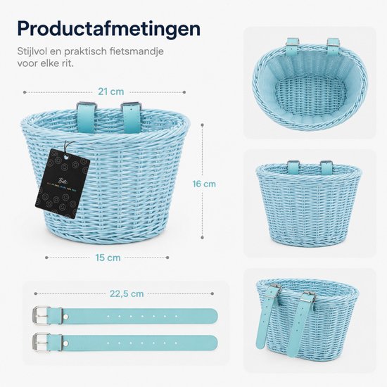 BOTC Fietsmandje Jongens & Meisjes - Fietsmand kinderfiets - Blauw van BOTC — afbeelding 5