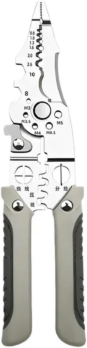 Elektricienstang - Draadstripper - Elektrisch Onderhoud - Multifunctioneel Ontwerp - 217 mm Lengte - Grijs