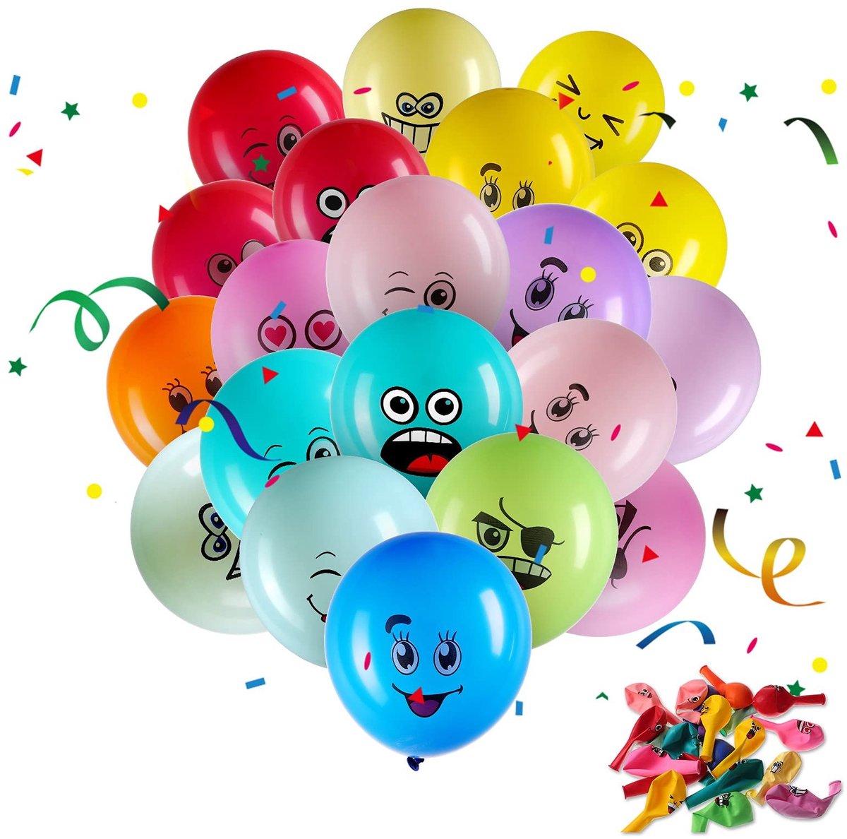 Set van 20 Emotie Ballonnen 30 cm - Verschillende Ontwerpen voor Verjaardagsfeest Decoratie en Feestversiering