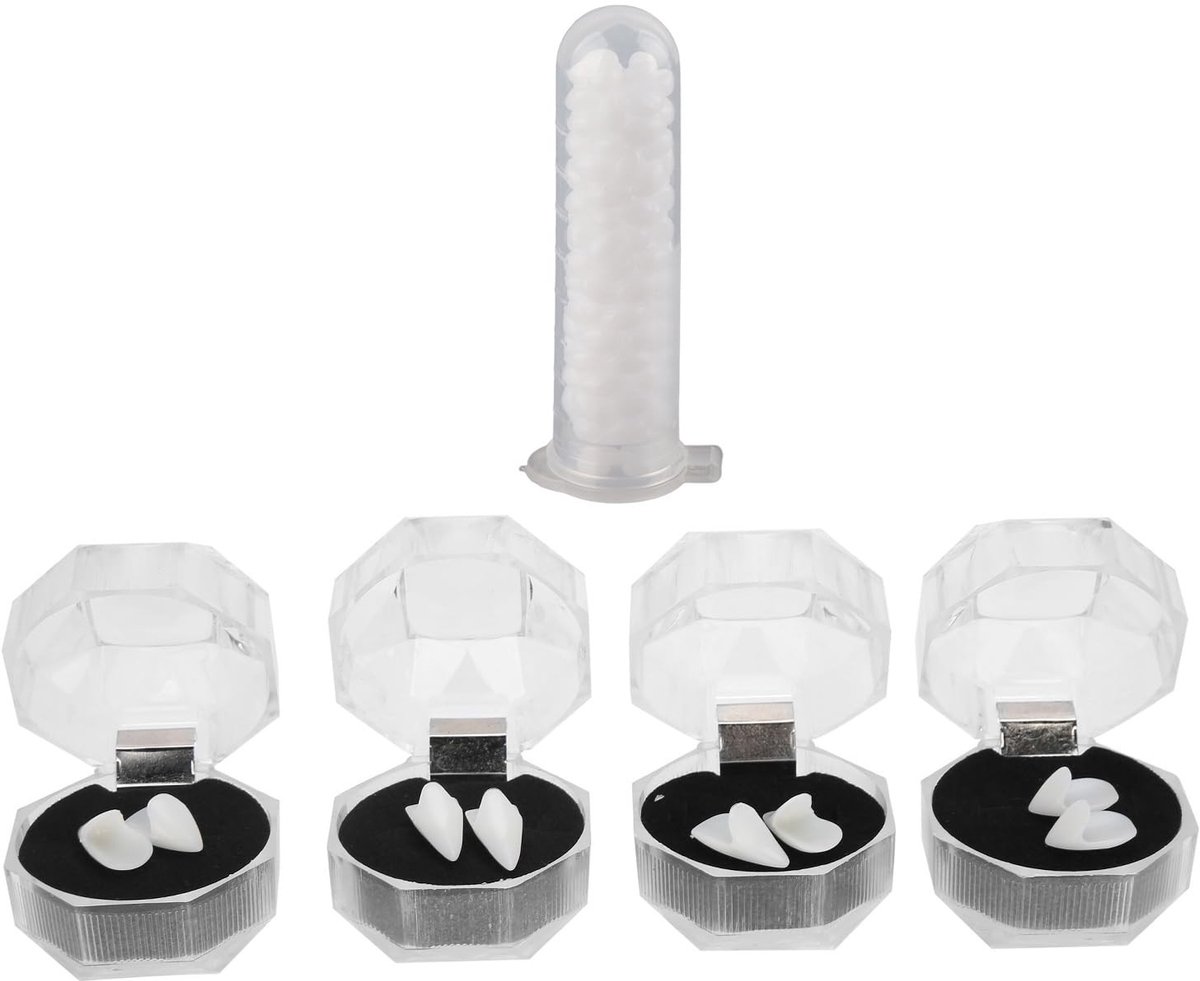 Dailygoods- Valse Tanden Halloween Set - 4 Paar Valse Tanden - Kunstgebit Rekwisieten - Cosplay Decoratie - Tanden Pellets Lijm - Hoogwaardige Kwaliteit - Tandenstunt