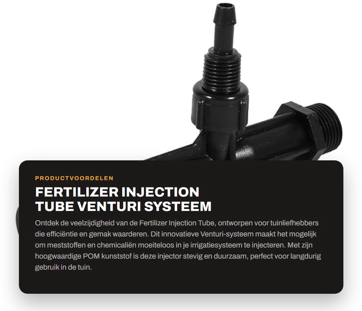 Dailygoods- Injectiebuis Kunststof Zwart - Venturi Tuinirrigatie - Kunstmest Injectiebuis - Landbouwgereedschap - 1/2 Inch - 3/4 Inch - 0,29-2,42 m3/h - Venturi-buis