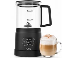 Olvy Melkopschuimer Glas - Elektrische Melkopschuimer 500W - 4-in-1 - Warm & Koud Schuim - 160 ml…