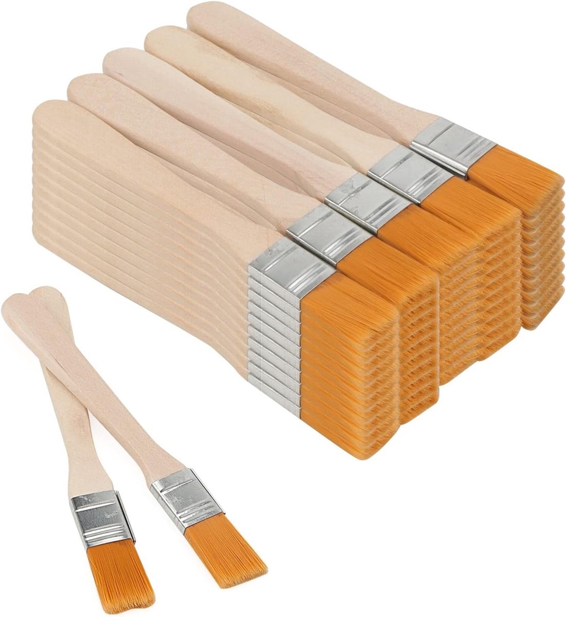 50 Stuks 15mm Chip Verfkwasten, Houten Nylon Verfkwasten voor Schilderen, DIY en Schoonmaken
