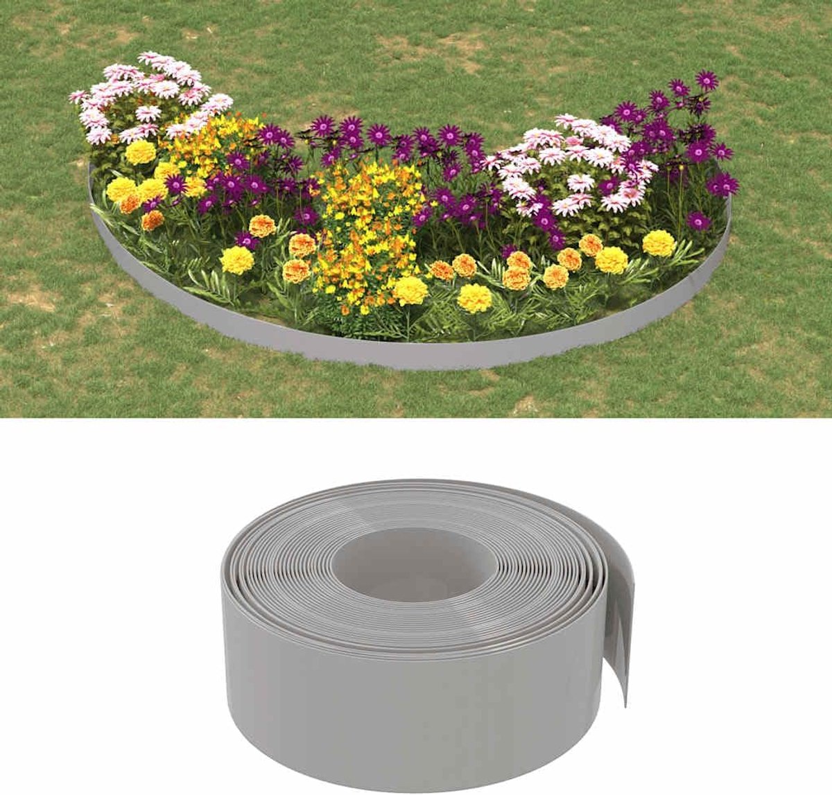 Tuinranding Set - Gazonafscheiding - Bloembedden Vormgeven - Flexibel Buigbaar - 4x 10 Meter - Grijs