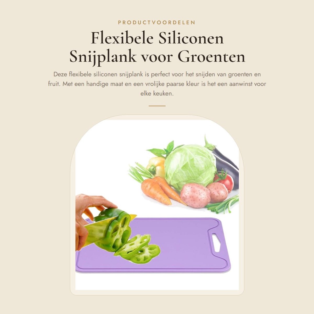 Dailygoods- Snijplank Flexibel - Snijplank Vaatwasserbestendig - Snijplank Hout - Snijplank Silicone - Snijplank Paars - Voedselveilig - Keukenplank