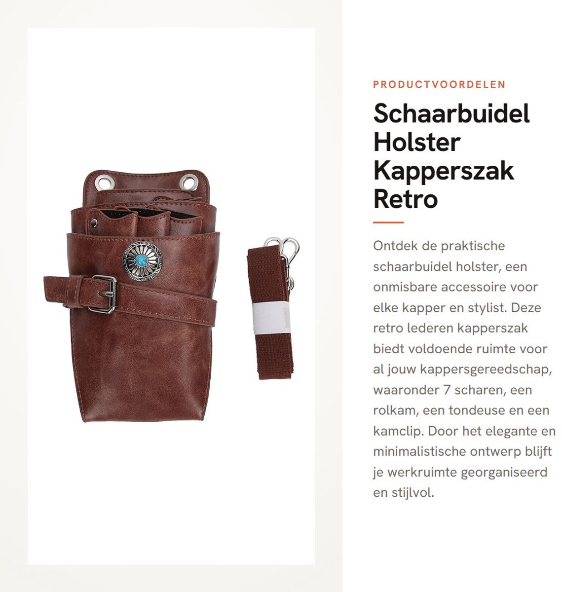 Dailygoods - Schaarbuidel Holster - Kapperszak - Retro Lederen Heuptas - Grote Capaciteit - Schaarkamkoffer - Ideaal voor Kappers - Geschikt voor Salo...