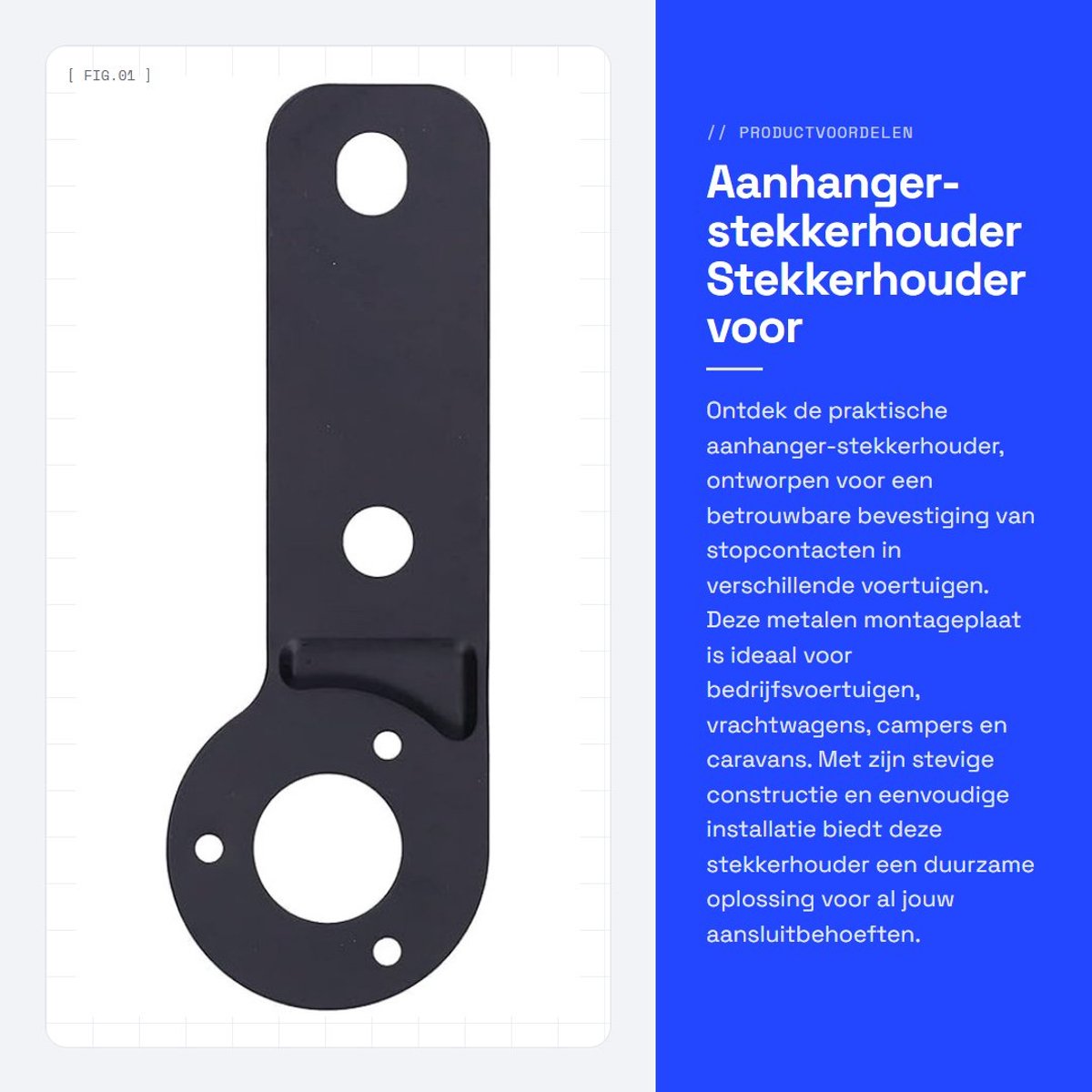 Dailygoods - Aanhanger-stekkerhouder - Stekkerhouder voor voertuigen - Duurzaam en eenvoudig te installeren - Zwart - Montageplaat voor campers - Gesc...