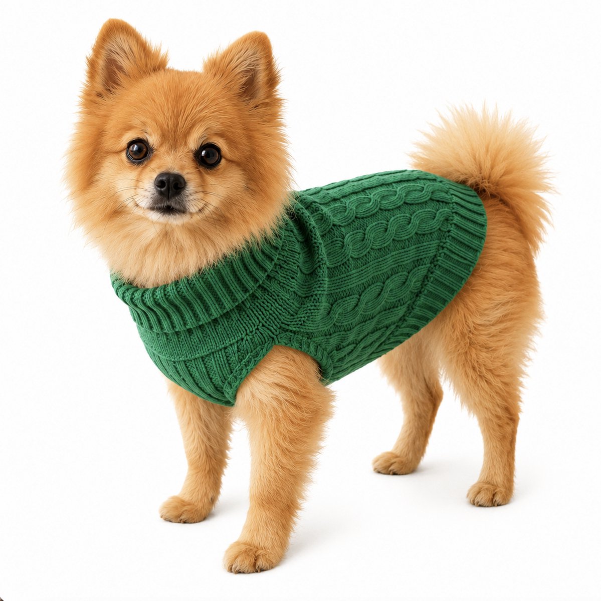 Honden Trui GebreidGroen - Maat 3XL – Warme Puppy & Kleine Hond Trui – Zachte Kabel Knit Sweater voor Herfst & Winter – Groen