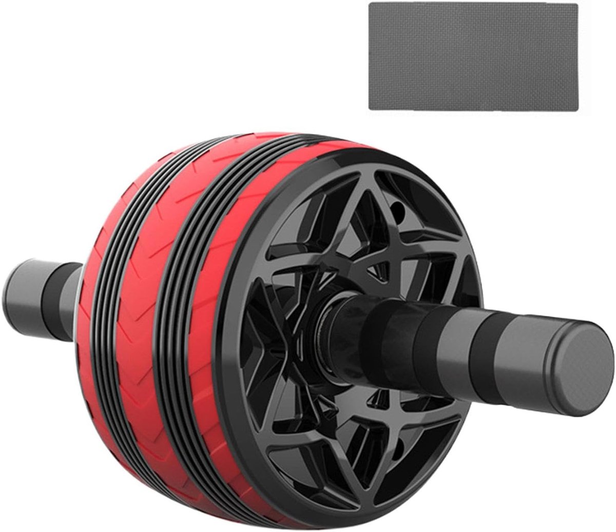 Buikspier Wiel - Core Trainer - Kracht Training - Dubbel Wiel Ontwerp - 21 x 17 x 15 cm - Rood