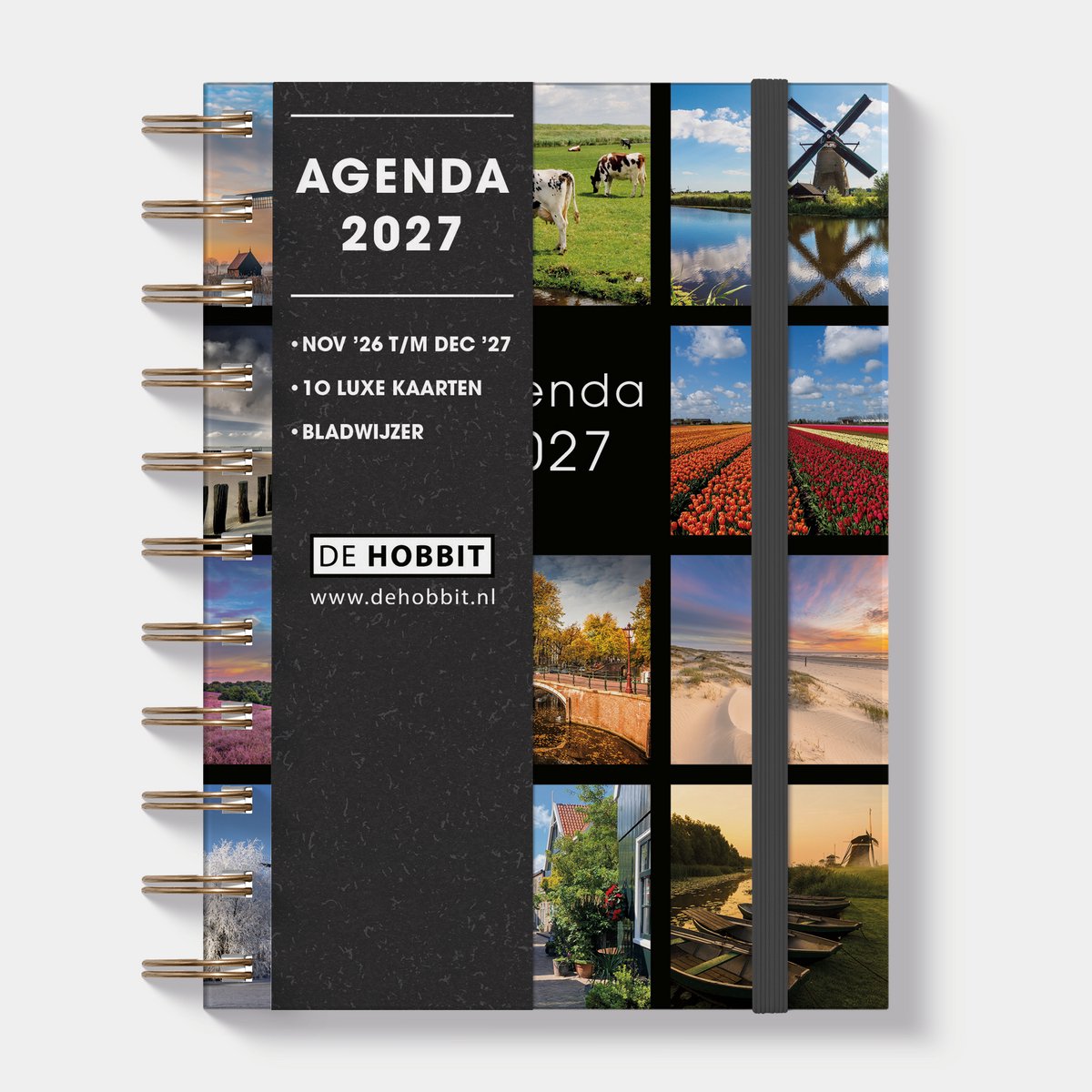 Hobbit - Ringband Agenda 2027 - Agenda A6 (14,8 x 11 cm) - Spiraal Agenda - 1 week op 2 pagina's - Harde Kaft - Holland