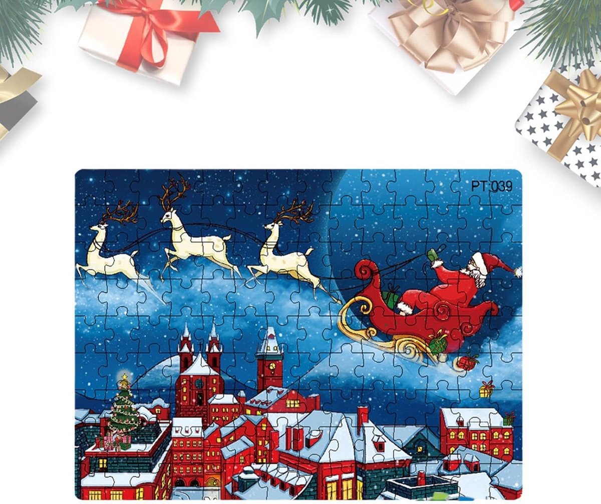 Kerstpuzzels - Winter Puzzels - Feestelijke Decoratie - Duurzaam Dik Papier - 126 Stukjes - Multicolor
