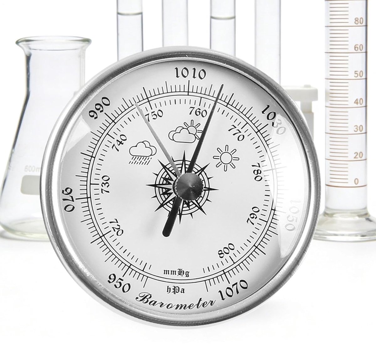 Barometer Weerstation - Druk Meter - Buiten Weer - Hoge Precisie - 70mm Diameter - Zilverkleurig
